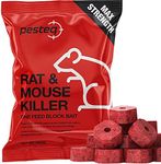 Pesteq Advanced Rat & Mouse Poison Block Bait with Single Feed Super Strength Formula - Brodifacoum Fast Acting Rodent Control Rat & Mouse Killer (300g - ​​15 x 20g Poisoning Blocks)