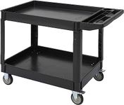 Service Cart 2-Shelf, 500 lbs Capacity, Storage Handle, for Warehouse/Garage/Cleaning/Manufacturing, 45"X25"