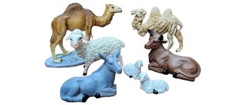 Resin Addons Sheep Statue for Nativity Crib Set | Additional Animals Statue for Christmas Crib Decoration (Set of 7 Assorted Animals)