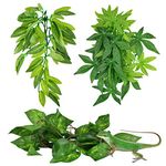 Fishtank Ornament Green Leaves,ERKOON Artificial Plastic Plant 3 Pieces Set Reptile Habitat and Aquarium Fish Terrarium and Home Aquarium Decor