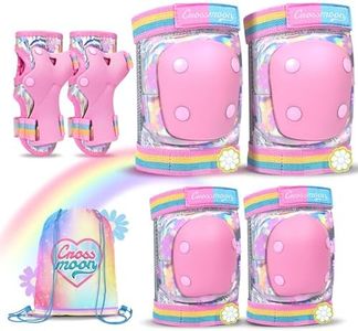 Kids Knee Pads Elbow Pads Wrist Guards Set, Protective Gear Set for Girls Boys Roller Skating Bike Cycling Skateboard Scooter (Floral, Medium (6-12years))