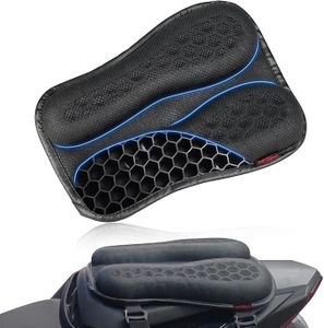 Miners2000 Foldable Passenger Motorcycle Gel Rear Seat Cushion, 3D Honeycomb Structure Shock Absorption & Breathable Motorcycle Gel Seat Rear Pad for Long Rides (Small)