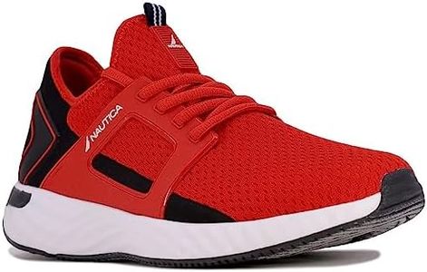 Nautica Men's Athletic Lace-Up Sneakers - Comfortable, Casual, Lightweight Tennis Shoes-Arano-Red 1 Size-9.5