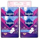 Body Form Ultra Goodnight Sanitary Towels with Wings, 32 (8 x4 Packs) Period Pads for Night use, Super Heavy Flow, Cour-V Ultra Night with Caliko Period Tracker