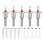 Serplex® 5Pcs Carbide Tipped 90° Countersink with Adjustable Low Friction Depth Stop Multifunctional Round Shank Bore Woodworking Drill Bit Taper Drill Bit Counterbore Drill Bit Wood Working Tools