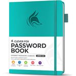 Clever Fox Password Book with alphabetical tabs. Internet Address Organizer Logbook. Large Password Keeper for Website Logins (Turquoise)