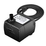 Number-One Submersible Water Pump, 90GPH(350L/H, 4W) Water Fountain Pump Portable Water Pump Submersible Pump with 5.9ft Power Cord, 2 Nozzles for Fish Tank, Aquarium, Statuary, Hydroponics