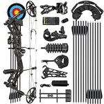 surwolf Archery Hunting Compound Bow Kit RTH 30-70 LBS Draw Length 23.5"-31", IBO 325FPS, Target Shooting Bow with Accessories for Bowfishing Archery Hunting (Black Kit)