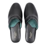 Pamir Men's Genuine Leather Scuff Slippers with Memory Foam Insole and Leather Outsole Size US 10 M Black