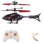 VRIKRION Remote Control Helicopter Flying Helicopter,Remote Control Helicopter for 6 + Years Boys Indoor and Outdoor Helicopter, Palm Sensing Helicopter with led Lights (Pack of 1 (Black-RED)