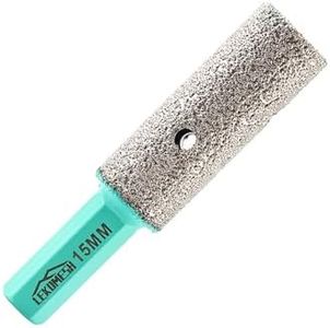 LEKOMESH Diamond Finger Milling Bits - 3/5“(15mm) x Hex Shank Electric Drill for Enlarging Grinding Edging Exsiting Holes of Porcelain Tile Ceramic Marble Granite