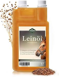Martenbrown® Aceite de linaza 1 litro prensado en frío para caballos y perros | Primera presión | Botella dosificadora I 100% puro, sin aditivos | Complemento alimenticio para alimentos secos,