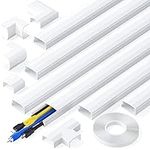 kinkaivy Cable Trunking for Wall, Trunking for TV Cable, On-Wall Cable Concealer, White Cable Trunking kit to Hide 3-4 Wires for TV and Computers in Home Office, 6X L400mm, W30mm, H17mm-2.4M