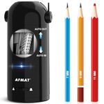 AFMAT Electric Pencil Sharpener, Fully Automatic Pencil Sharpener for Colored Pencils 7-11.5mm, Auto in & Out, Rechargeable Hands-Free Pencil Sharpener for Large Pencils, Adjustable Thickness, Black