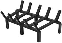 SNOGSWOG 17" Fireplace Grate, 1/2" Solid Steel Firewood Burning Rack, Heavy Duty Fire Grates, Matt Black Fireplace Rack, 5-Bars Fireplace Log Grate Holder