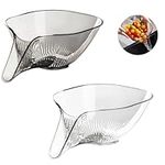 2 PCS Multi-Functional Drain Basket Fruit Basket Vegetable Washing Basket Kitchen Sink Drain Basket Kitchen Basket Drainage Basket Funnel Kitchen Link Strainer Sink Strainer(Transparent+Grey