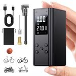 Mini Electric Bike Pump, Portable Bicycle Tire Pump with Digital Pressure Gauge, Tiny Bicycle Pump for Road Bike, Mountain Bike, E-Bike, Motorcycle with Presta, Schrader Valve Accessories