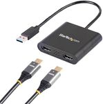 StarTech.com USB 3.0 to Dual HDMI Adapter - 1x 4K 30Hz & 1x 1080p - External Video & Graphics Card - USB Type-A to HDMI Dual Monitor Display Adapter - Supports Windows Only - Black (USB32HD2)