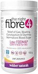 Webber Naturals The Right Fibre4 IBS Intestinal Discomfort 150 g, Unflavoured, 30 Servings, Fibre Supplement for Digestive Health, Low-FODMAP, Vegan