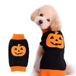 DELIFUR Dog Sweater Pumpkin Pet Costume Halloween Holiday Party for Cat and Puppy (S, Smiling)