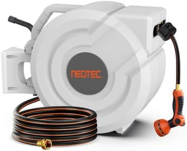 5/8 in 115ft Retractable Garden Hose Reel with Auto Rewind Any Length Lock Heavy Duty Hose Reel,9-Pattern Nozzle,180°Swivel,UV Resistant Wall Mount Water Hose Reel for Outdoor Garden Car Pet Patio