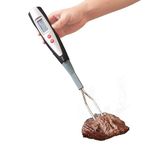 lfcforldx Meat Thermometer Digital Cooking Fork Instant Read 15 inch Dual Porbe LED Display with Back-lit for Kitchen, Grilling, Smoker, Barbecue, Turkey, Black