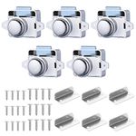 5PCS Push Button Latch Lock, Keyless Push Button Cabinet Latch, Cupboard Door Knob Latch for RV Yachts Boat Motorhome Camper Caravan and Most Other Places (for 15-18mm)