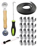 Screen Door Tool Kit - 20 Pieces Screen Installer Clips with Screen Spline(32 ft) and Screen Rolling Tool and Removal Door Hook Screen Repair of Kit Mechanic Tools Set for Installing Window