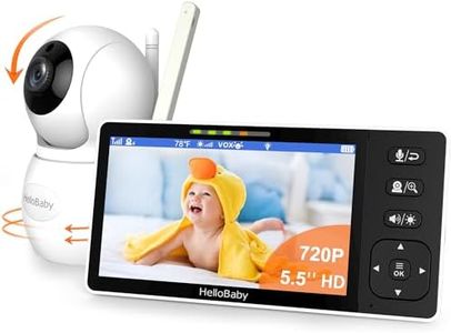 HelloBaby 720P 5.5'' HD Baby Monitor with Camera and Audio No WiFi, Video Baby Monitor, Remote Pan Tilt Zoom Wide View Range, 1080P Infant Camera, Night Light, Hack Proof, 4000mAh Battery, 1000ft