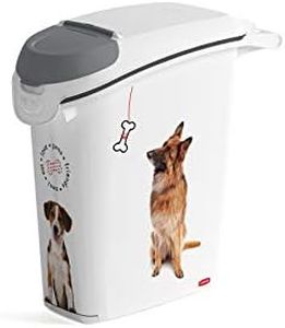 CURVER Recipiente de comida seca para perros, grande, hermético, antiolor, con asas de viaje, 23 x 50 x 50 cm, 10 kg/23 L, blanco