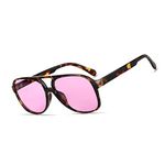 Big 70s Retro Inspired Clear Yellow Sunglasses for Men Women Amber Tinted Lens (Purple Tint/Tortoise Frame, 60)