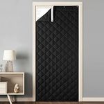 RYB HOME Thermal Insualted Door Curtains, Windproof Entry Door Coverings Draft Block Dividers Noise Dampening Blanket Sound Absorption Sheet for Stuido Home Theater, W34 x L80 inch, Black, 1 Panel