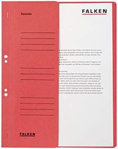 Exacompta - Ref 80003841001F - FALKEN - Eyelet Bottom-Up Flat Files - A4 (210 x 297mm) in Size, 250gsm Recycled Manilla, Half Cover for Identification - Red (Pack of 50)