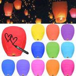 12 Packs Chinese Sky Lanterns to Release in Sky, Multi-Colour, Fire Resistant Paper Lantern for Memorial, Premium Quality ECO Friendly Biodegradable Flying Lanterns for Parties Supplies and Festivals