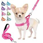 Lukovee Dog Leashes for Small Dogs, Lightweight Soft Small Dog Harness Neck & Chest Adjustable, Reflective Harness Anti-Twis Puppy Harness Vest Harness (X-Small, Pink)