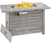 Best Choice Products Fire Pit Table 42in 50,000 BTU Rectangular Steel Propane Gas for Outdoor, Patio w/Burner Lid, Auto Ignition, Hideaway Tank Storage, Cover, Glass Beads - Gray