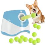 Dog Ball Thrower Launcher,Automatic Ball Launcher for Dogs with 12 Tennis Balls,Thrower Distance 10-30ft,interacive Dog Toys Tennis Ball Launcher Indoor/Outdoor for Small Dogs(Blue)