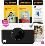 Kodak Printomatic Full-Color Instant Print Digital Camera - 75 Sheets Bundle - Prints On Zink 2x3 Sticky-Back Photo Paper - 5MP, Portable, Creative Fun Gift for Birthday, Christmas, Holiday - Black