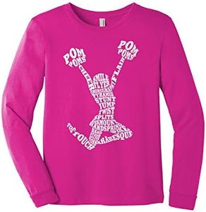 Threadrock Big Girls' Cheerleader Cheer Typography Youth Long Sleeve T-Shirt - Medium, Hot Pink