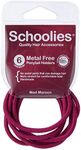 Schoolies Hair Accessories Metal Free Ponytail Holders 6 Pieces, Mad Maroon