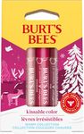 Burt's Bees Kissable Colour Gift Set, Warm Collection, 3 Lip Shimmers in Peony, Rhubarb and Fig