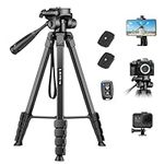 Victiv New Camera Phone Tripod, 67.7"/172cm Portable Aluminum Phone Tripod Stand with Detachable 3-Way Head for DSLR Canon Nikon Sony Action Camera with Phone Holder and Remote