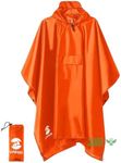 Hooded Rain Poncho Waterproof Raincoat Jacket for Men Women Adults (Orange)