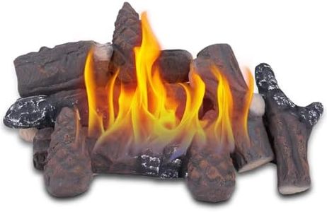 vchin 10 Piece Gas Fireplace Logs,Stackable Fake Logs Set,Ceramic Logs for Gas Fireplace and Fire Pit - Gas, Insert, Ventless, Vented, Electric (Small Size)