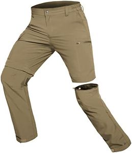 Hiauspor Pantalon de randonnée pour Homme Zip Off Pantalon d'extérieur Léger à séchage Rapide Stretch pour Le Trekking, la pêche, Le Cargo (Kaki, XXL)