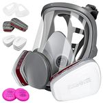 17 in 1 Full Face Respirator Mask Reusable - Gas Cover Organic Vapor Respirator with 2097 Filter & 6001 Replaceable Cartridge, Widely Used in Organic Gas, Paint Spary, Chemical, Woodworking