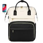 LOVEVOOK Laptop Backpack Women 15.6 inch, Work Bags for Women, School Computer Bag with USB Port for Business College Travel, Laptop Rucksack for Teacher Nurse,BeigeBlack