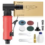 XUNTOP 20000Rpm Right Angle Air Angle Grinder with Rear-Exhaust,Angle Die Grinder with Empty Oil Bottle and 1/4" 1/8"Collets Widely Used in Polishing,Edge Smoothing,Deburring