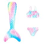 Venzina® Swimming Suit for Girls Set of 3 Mermaid Tail Swimming Top and Brief, Mermaid Tail Suit Swimwear Bikini Suit for Girls 4-5 Years Old