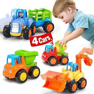 HOLA Toys for 1 Year Old Boy Gifts - 4 PCS Cars Toys for 1+ Year Old, 4WD Friction Power Car Toys for 2+ Year Old Boys, Toddler Toys 1-2 Year Old Boy Toys Birthday Christmas Baby Boy Gifts